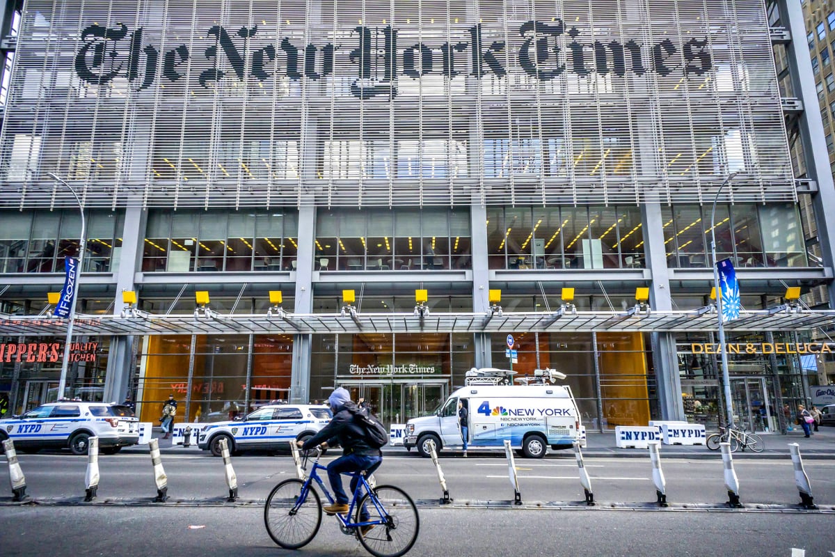The New York Times -sanomalehden toimitus New Yorkissa.