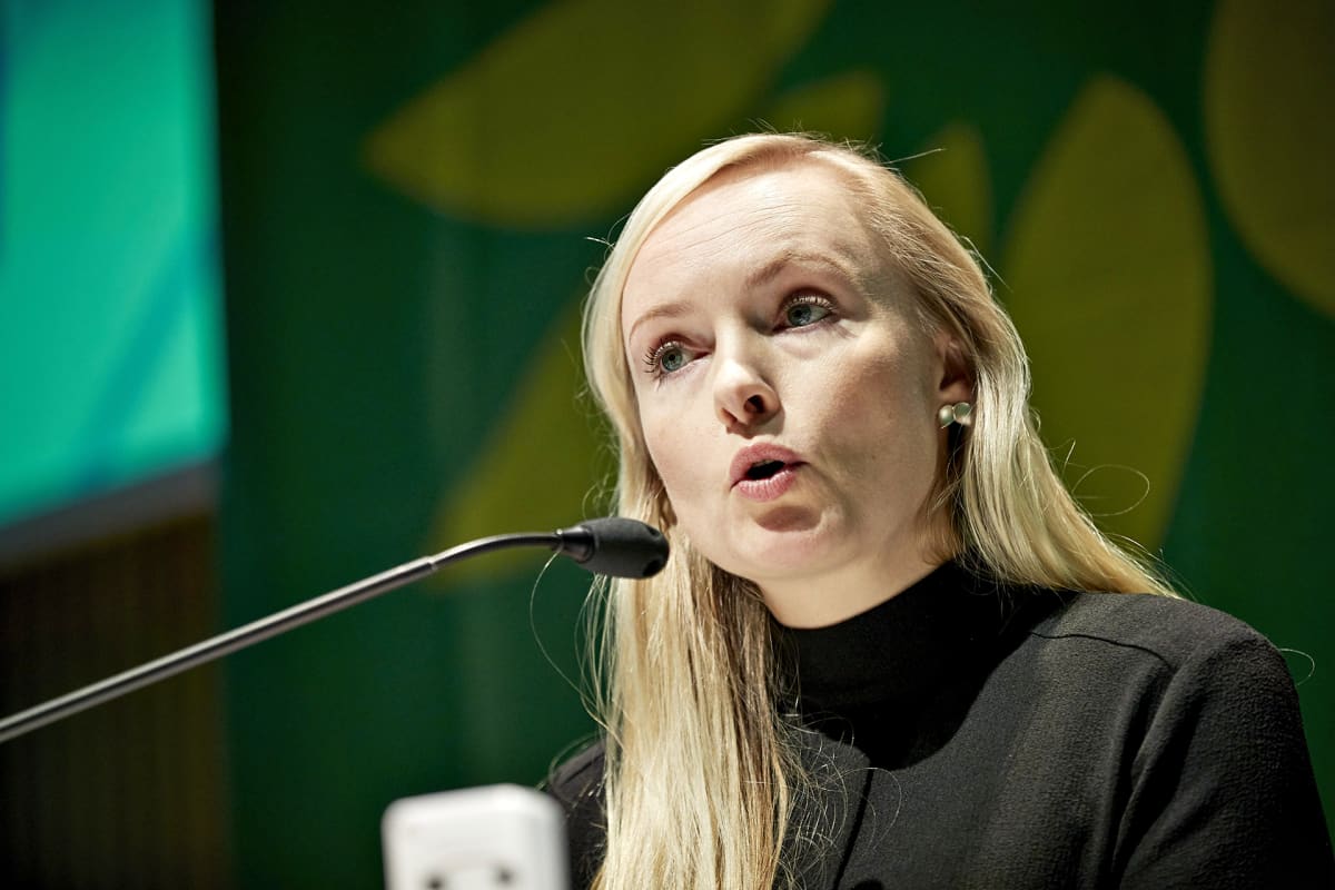 Vihreiden puheenjohtaja Maria Ohisalo puhui vihreiden eurooppalaisen kattopuolueen Euroopan vihreiden (European Green Party, EGP) valtuuskunnan kokouksessa Tampereella 8. marraskuuta 2019.
