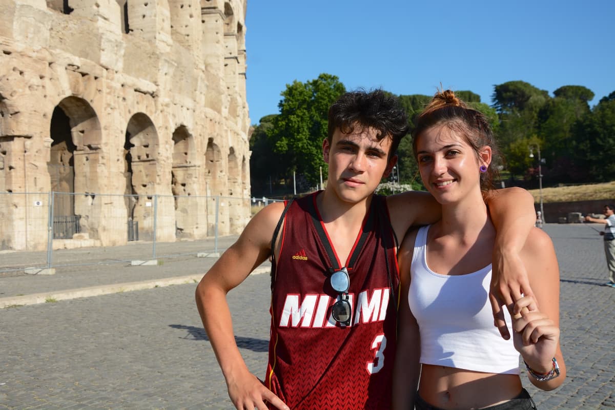 Italialaiset turistit Massimo ja Arianna Roomassa 20. kesäkuuta 2017.