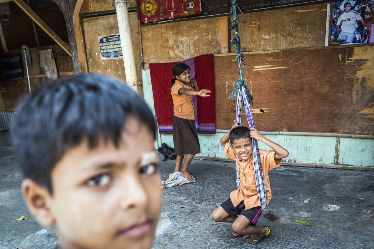 Rohingya-lapsia Medanin pakolaiskeskuksessa Pohjois-Sumatralla, Indonesiassa 11. helmikuuta.