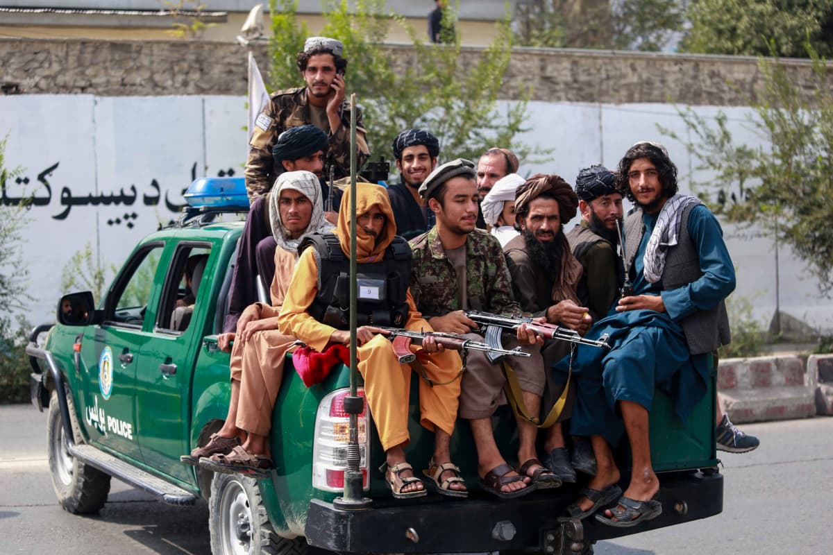 Taliban troops on car stage in Kabul on September 23rd.
