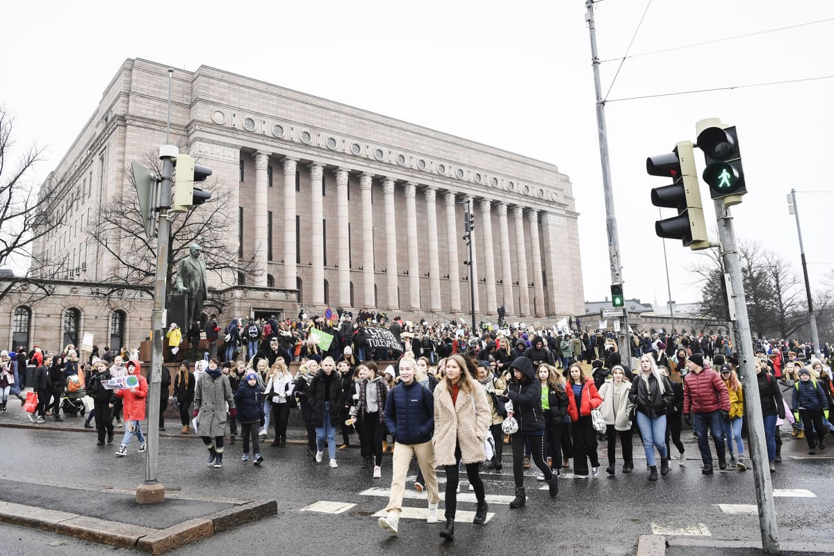 Ilmastomarssi Helsingissä maaliskuussa 2019.