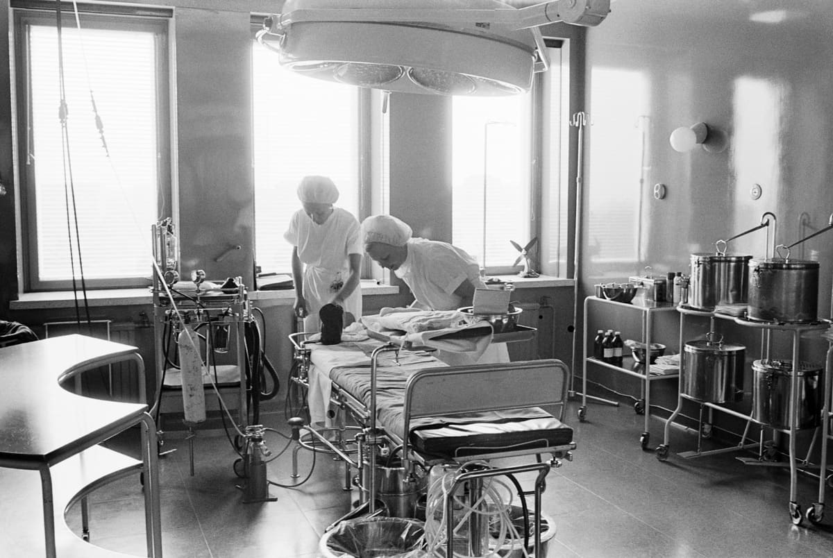 Kätilöopiston leikkaussali 6.elokuuta 1970.