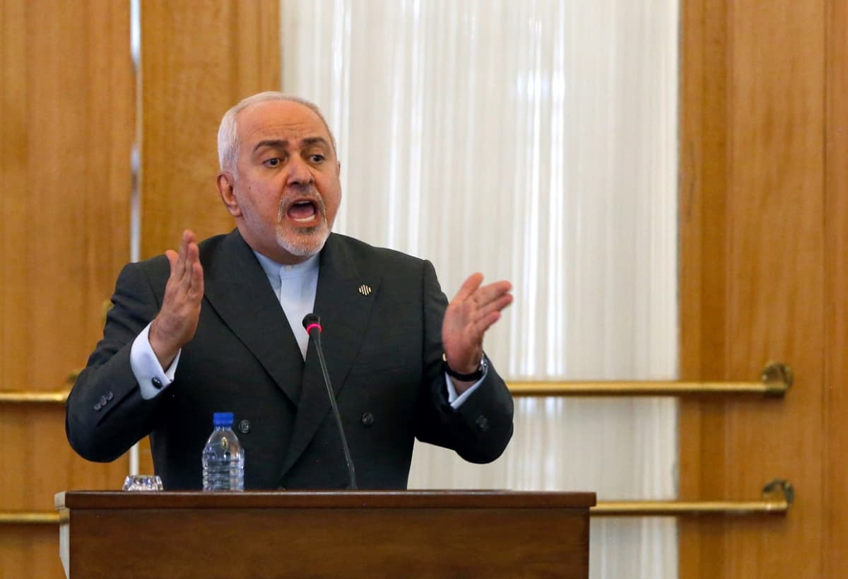 Iranin ulkoministeri  Mohammed Javad Zarif lehdistötilaisuudessa Teheranissa elokuussa 2019.
