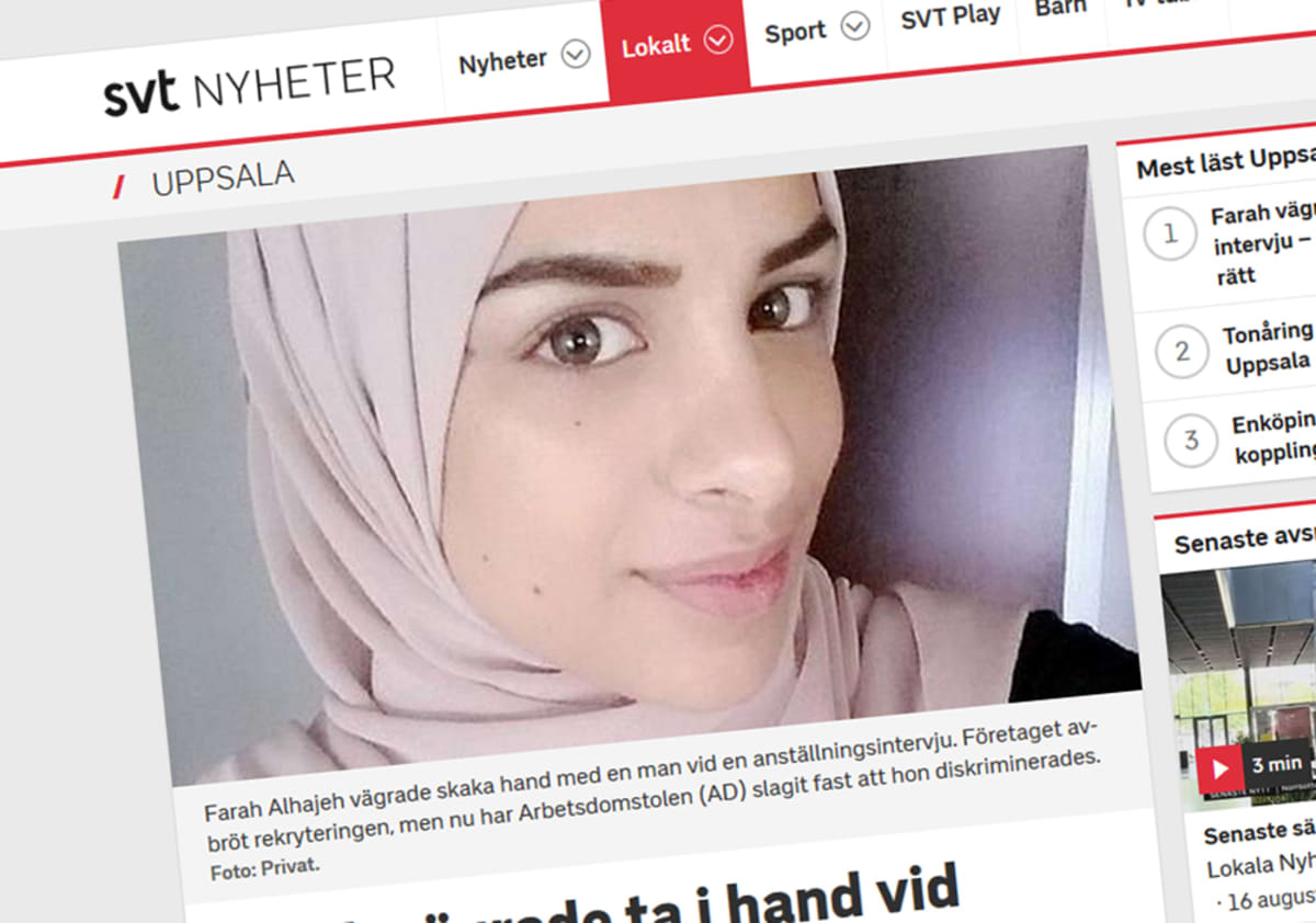 Farah Alhajen uutinen ruotsin radion uutissivulla.