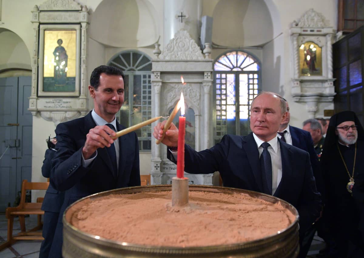 Syyrian presidentti Bašar al-Assad ja Vladimir Putin Damaskoksessa tammikuun alussa.