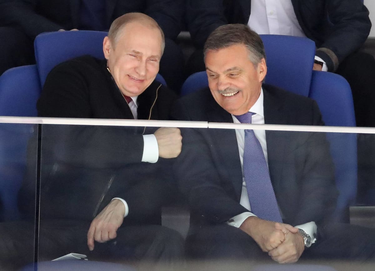 Vladimir Putin och René Fasel under VM-finalen 2016.