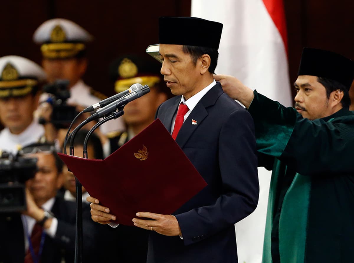 Indonesian uusi presidentti Joko Widodo vannoi virkavalan 20. lokakuuta 2014 Jakartassa, Indonesiassa.