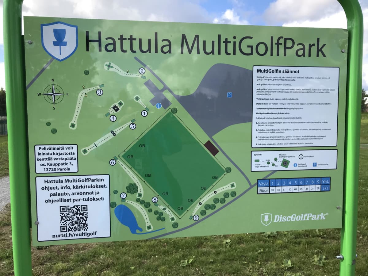 Kartta Hattulan multigolf-puistosta.