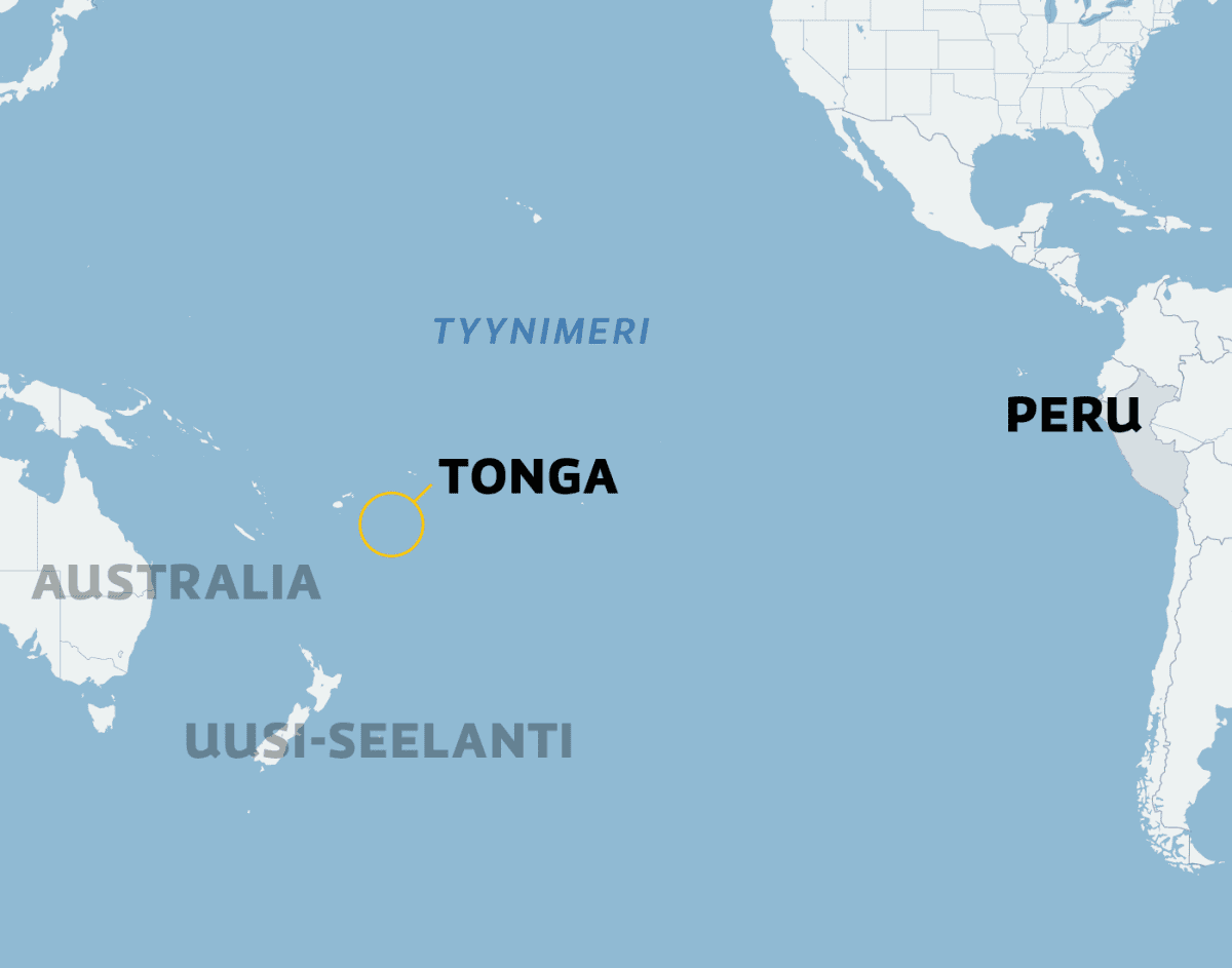 Kartalla Tongan saarivaltion sijainti Tyynellämerellä.