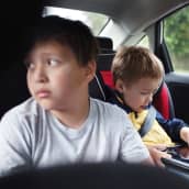 Lapsia auton takapenkillä