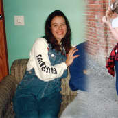 Nuori tyttö 1993 ja toinen nuori tyttö vuonna 2019 farkkuasuissaan
