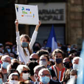 Sananvapautta puolustava mielenosoitus Montpellierissä.