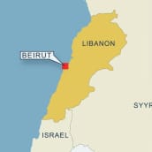 Kartta Beirutin sijainnista Libanonissa.