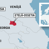 Karttaan merkitty Abhasia ja Etelä-Ossetia