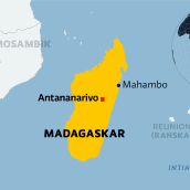 Kartalla Madagaskarin saarivaltio.