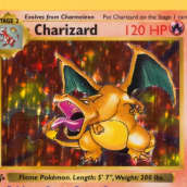 Huutokaupattu Pokémon Charizard #4 First Edition -kortti.