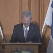 Presidentti Sauli Niinistö puhui Ruotsin valtiopäivillä Tukholmassa.