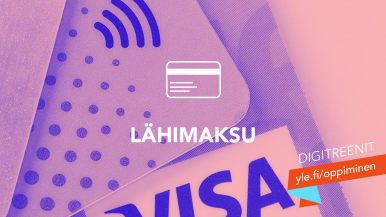 Digitreenit artikkelin pääkuva tekstillä Lähimaksu, kuvassa pankkikortteja, joissa näkyy lähimaksutunnus