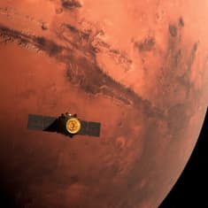 Kuvituskuva Toivo-luotaimen saapumisesta Marsin kiertoradalle.