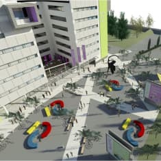 Havainnekuva Porin Asema-aukion kampusvaihtoehdosta