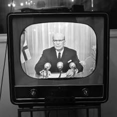 Presidentti Urho Kekkonen puhuu uudenvuoden päivänä vuonna 1958.