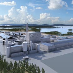 Havainnekuva Kemijärven Boreal Bioref -yhtiön suunnittelemasta tehtaasta