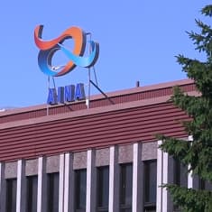Aina Group logo talon seinällä