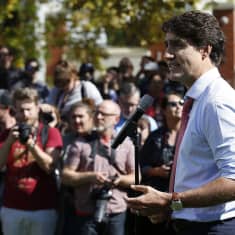 Kanadan pääministeri Justin Trudeau puhui lehdistölle Winnipegissä 19. syyskuuta. 