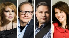 Kirjailijat Katja Kettu, Jari Tervo, Tommi Kinnunen ja Riikka Pulkkinen.