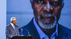 Kofi Annan puhui eettisestä johtajuudesta ja poliittisesta rohkeudesta CMI:n ja Elders-ryhmän seminaarissa Helsingissä vuonna 2017.