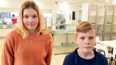 Kuudesluokkalaiset Jennica Holopainen ja Toomas Vannas Kontioniemen koulusta.
