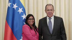 Venezuelan varapresidentti Delcy Rodriguez ja Venäjän ulkoministeri Sergei Lavrov Moskovassa 1. maaliskuuta. 