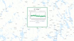 Säteilyturvakeskuksen kartta säteilynmittauspisteistä ja kuvaaja Petäjäveden viikon säteilyarvoista. 