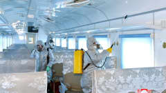 epa08218857 A photo released by the official North Korean Central News Agency (KCNA) shows people spraying disinfectant to combat the Covid-19 and coronavirus in Pyongyang, Democratic People's Republic of Korea, 15 February 2020. EPA-EFE/KCNA EDITORIAL USE ONLY