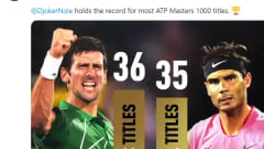 Novak Djokovic ohitti Rafael Nadalin ATP Masters -titteleissä. 