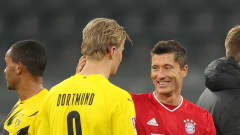 Dortmundin Erling Haaland ja Bayernin Robert Lewandowski 