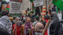 Pro-Palestiina mielenosoittajia New Yorkissa.