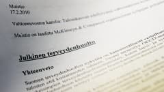 Julkinen terveydenhuolto-muistion etusivu.