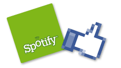 Spotifyn logo ja Facebookin like-ikoni