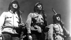 Pentti Siimes, Åke Lindman and Kaarlo Halttunen in the movie The Unknown Soldier