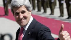 John Kerry vierailee Länsirannan Ramallahissa.
