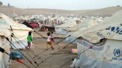 Syyrialaispakolaisia Kawergostin leirissä Pohjois-Irakissa.