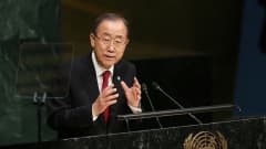 Ban Ki-moon YK:n puhujapöntössä
