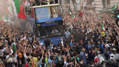 Italian jalkapallomaajoukkue Azzurri palasi voittajana kotiin