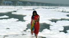Intiassa New Delhin läpi virtaava Yamuna-joki on täynnä myrkyllistä saastetta