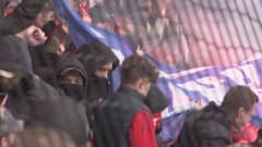 Kaaos Stadin derbyssä: HIFK-fanit polttivat HJK:n banderollin