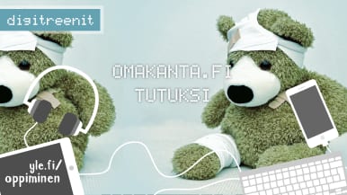 Kaksi laastaroitua nallea Omakanta.fi -palvelua esittelevän Digitreenien pääkuvassa