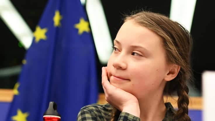 Greta Thunberg Euroopan parlamnetin istunnossa huhtikuussa 2019.