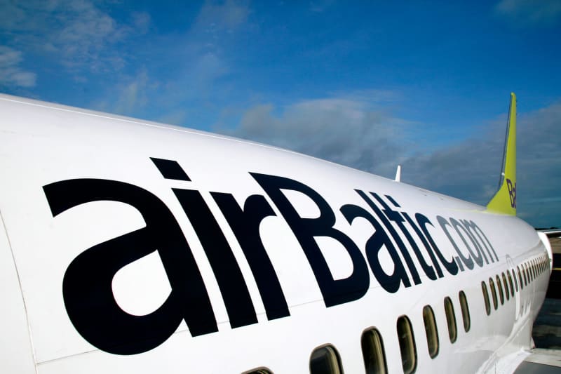 Air Baltic plane close-up.